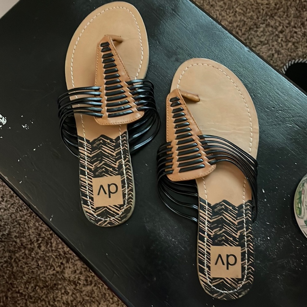 Black and tan sandals